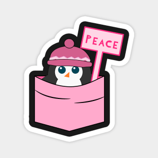 Peaceful cute penguin in pink Magnet