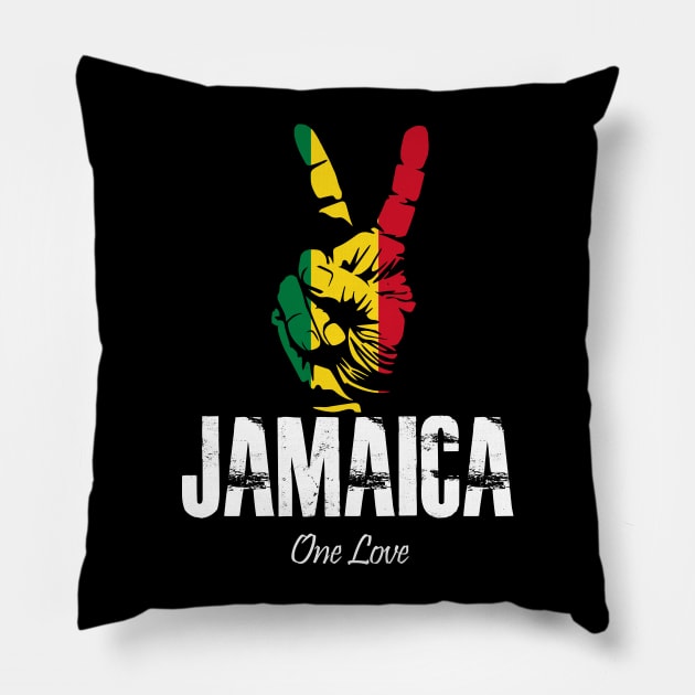 Jamaica One Love Peace Sign Pillow by Jamrock Designs