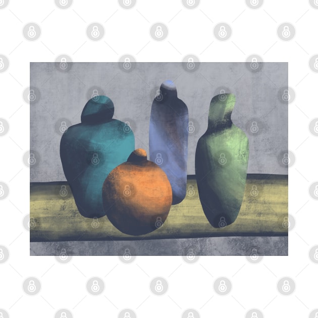 Vases Abstract Still Life Modern Art by okpinsArtDesign