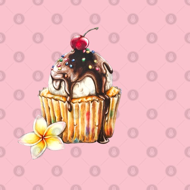 Ice Cream Cupcake with a Cherry on Top by Lady Lilac