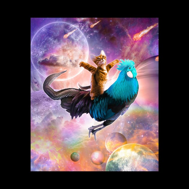 Galaxy Space Cat Riding Chicken - Rainbow by Random Galaxy