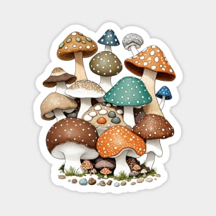 Earthy Mushrooms And Rocks Magnet