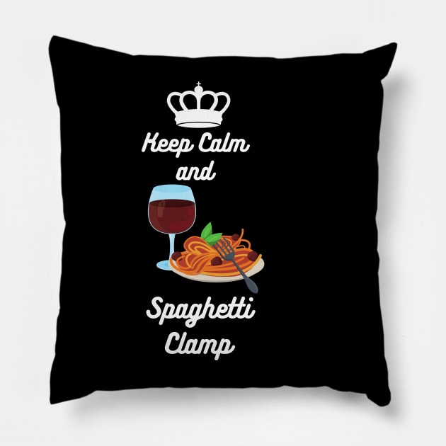 Keep Calm and Spaghetti Clamp Pillow by Shopkreativco