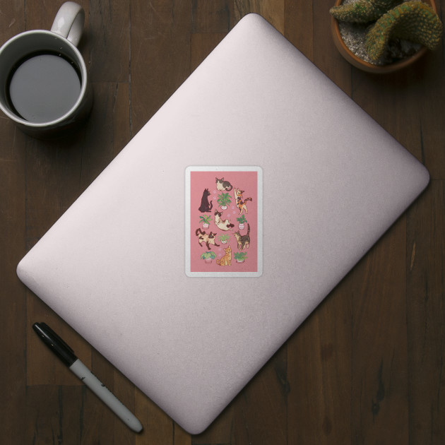 Cozy michis in pink - Cat - Sticker