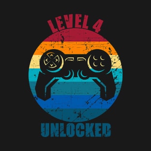 Level 4 Unlocked 4th Birthday 4 Year Old Gift T-Shirt