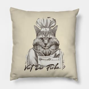 vintage cat chef vert der ferk Pillow