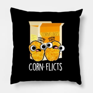 Corn-flicts Cute Corn Flakes Pun Pillow