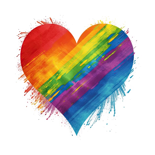 Watercolor Rainbow Pride Heart - LGBTQIA LGBT Pride - Love is Love by JensenArtCo