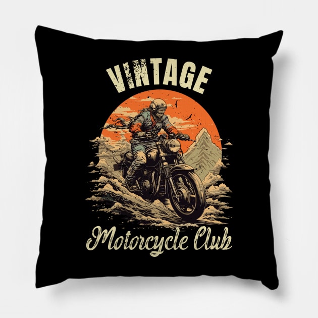 Vintage Motor Cycle Club Pillow by Yopi