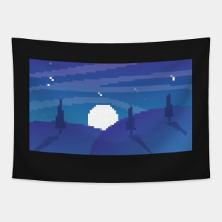 Misty Moonlit Hills Tapestry