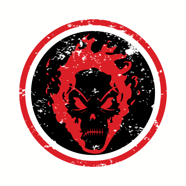 RED FLAMING HALLOWEEN SKULL by CoySoup