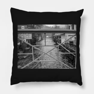 View form a bridge over the river in Monschau, Germany Pillow