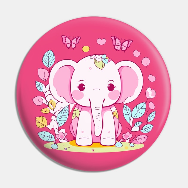 Cute Pink Elephant Pin by JoeStylistics