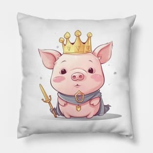 Kawaii King Piggy, Cartoon Pillow