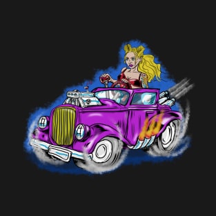 Hot Rod Driving Pin Up Girl T-Shirt