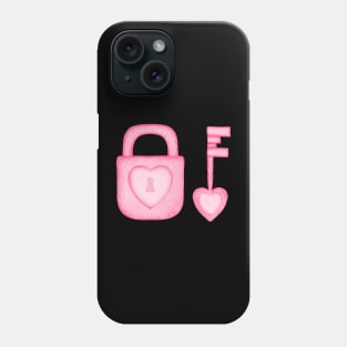 Key and Heart Padlock Phone Case