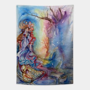 LADY OF THE LAKE  / Magic and Mystery Fantasy Watercolor Tapestry