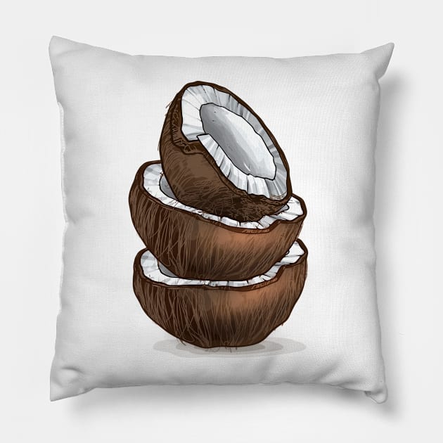 Coconut hand Drawn Fruit Pillow by Mako Design 