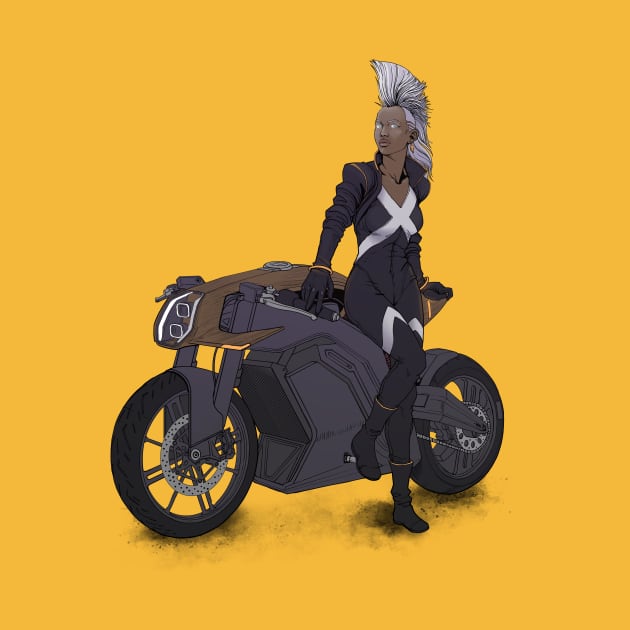 Mohawk Woman On Motorcycle by ForAllNerds