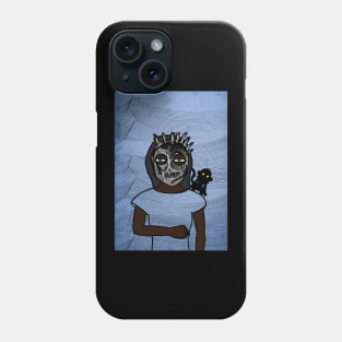 Avengers - Green-Eyed Female Character with Street Mask and Waves Background Phone Case