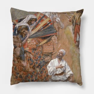 Rebecca Meets Isaac by the Way by James Tissot Pillow