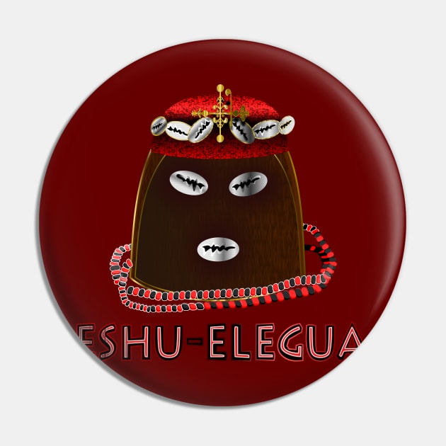 Cowry Crowned Obi Orisha Eshu Elegua with Necklace Pin by geodesyn
