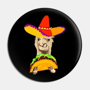 Llama Eating Taco Cool Mexican Alpaca Pin