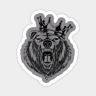 Grizzly Bear Head Angry Bear With a Crown King of Bears Magnet