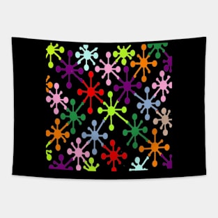 Elements Matrix Pattern on Black Background Tapestry