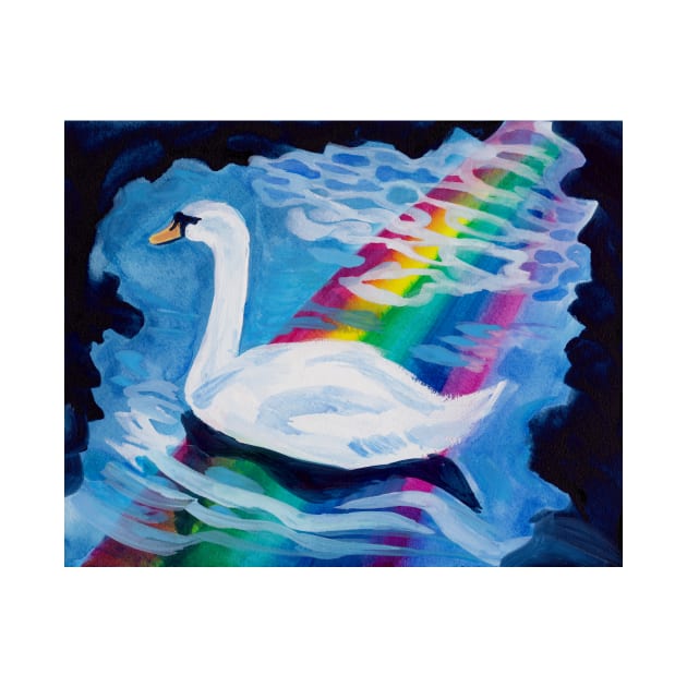 Rainbow Swan In The Dark by CozyPixelFluff