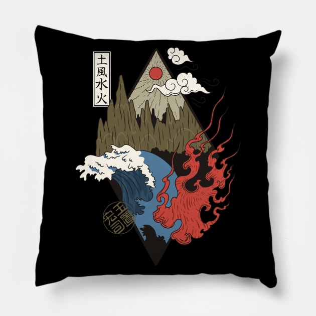 The Nature four Elements Avatar symbols Pillow by Noveldesigns