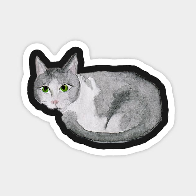 Gray Tabby Cat Magnet by quirkyandkind