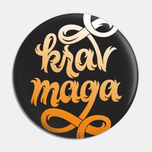 Krav Maga Jagged Script Orange Pin