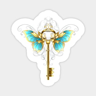 Golden Key with Butterfly Wings ( Gold key ) Magnet