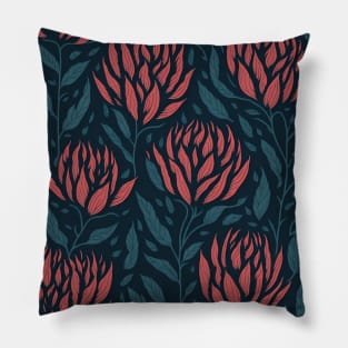 Protea Flower Seamless Pattern | South Africa National Flower | National Sport Symbol | King Protea Pillow