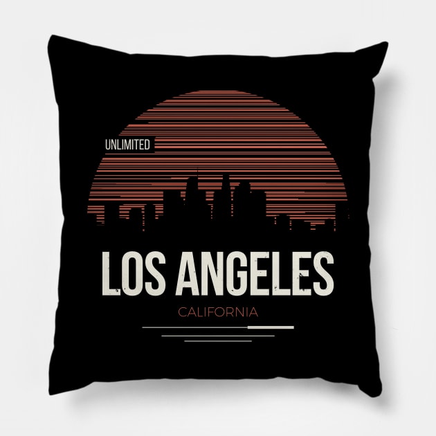 Los Angeles LA California- urban sun set Pillow by Frispa