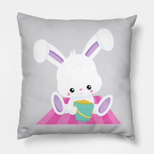 Cute Bunny, White Bunny, Baby Bunny, Beach Bucket Pillow