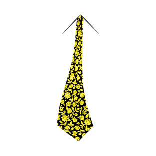 Necktie Fashion Series - Retro Yellow and Black Floral T-Shirt