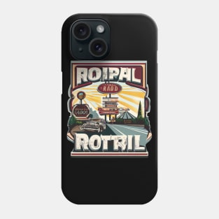 A graphic that captures the vintage vibe of a classic road trip, complete with iconic roadside attractions and retro typography. Phone Case