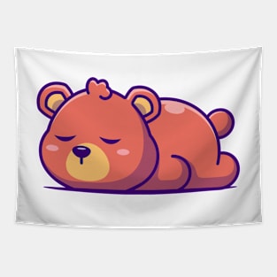 Cute bear sleeping cartoon illustration Tapestry