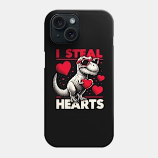 Valentines Day I Steal Hearts Boys Men Love T rex Dino Baby Phone Case