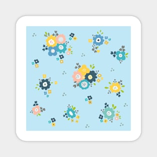 Romantic flowers in light blue background Magnet