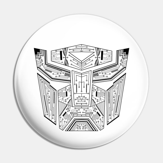 Autobot Tech - Black and White Pin by LotusArtStudio