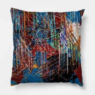 Modern abstract Art with colored lines Pillow