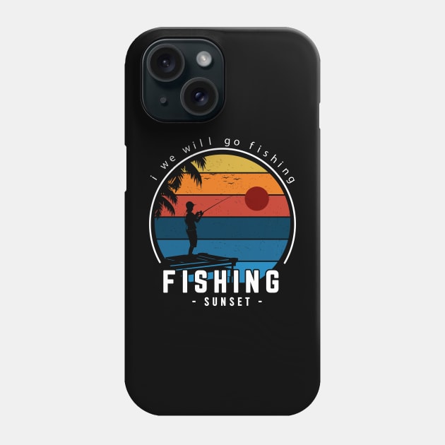 fishing sunset vintage Phone Case by Mako Design 