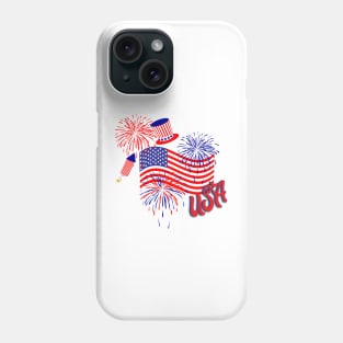 USA Waving Flag Fireworks Patriotic Collage Phone Case