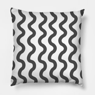 Grey vertical wavy curly lines pattern Pillow