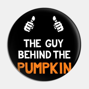 Mens Guy Behind The Pumpkin Funny Halloween Pregnancy Shirts Men Pin