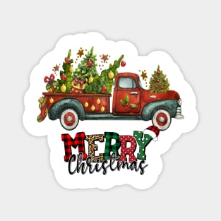 Vintage Wagon Christmas T-Shirt - Tree on Car Xmas Merry Christmas Gift Magnet