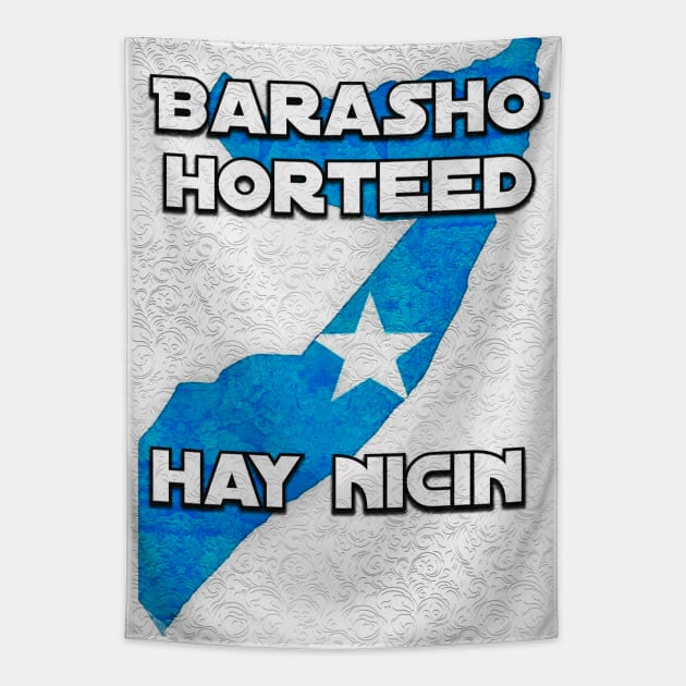 Somalia Proverb - "Barasho horteed hay nicin"  - Somalian traditional wisdom Tapestry by Tony Cisse Art Originals